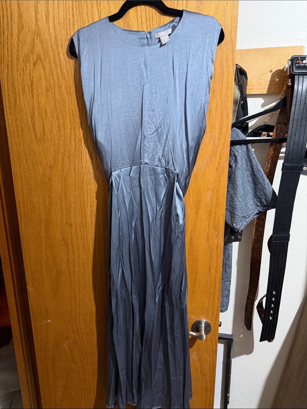 H&M Slate Blue Sleeveless Midi Dress